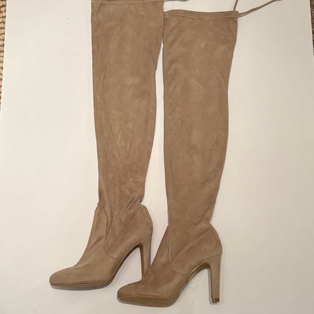Express Beige Over the Knee Boots